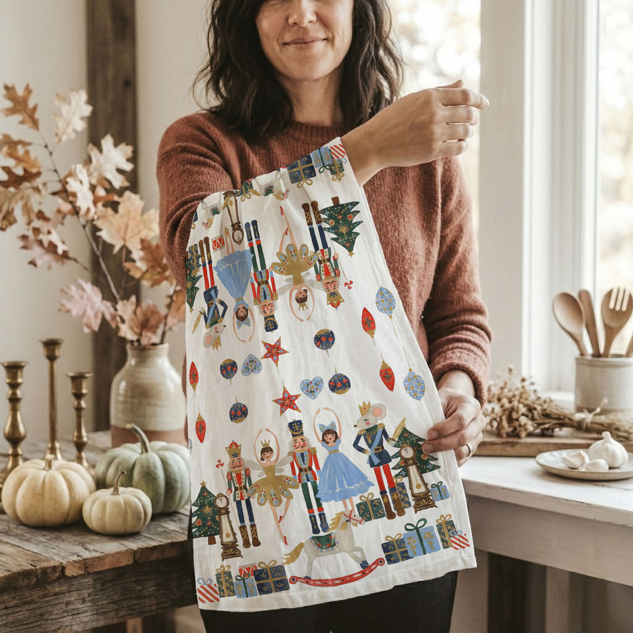 Blue Nutcracker Flour Sack Kitchen Towel
