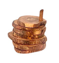 Olive Wood Coasters with Holder — Set of 7
