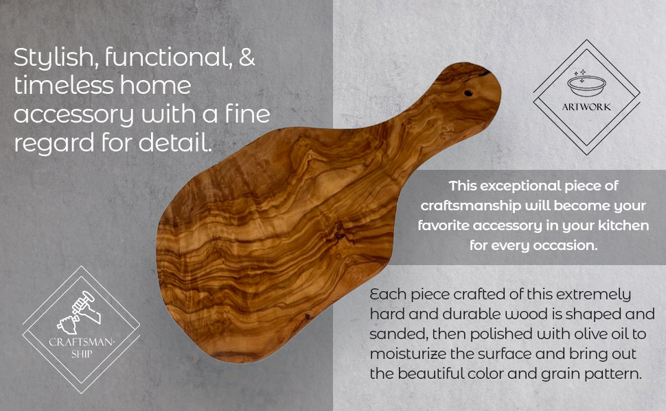 Olive Wood Cutting & Serving Board — 12 × 8 in.