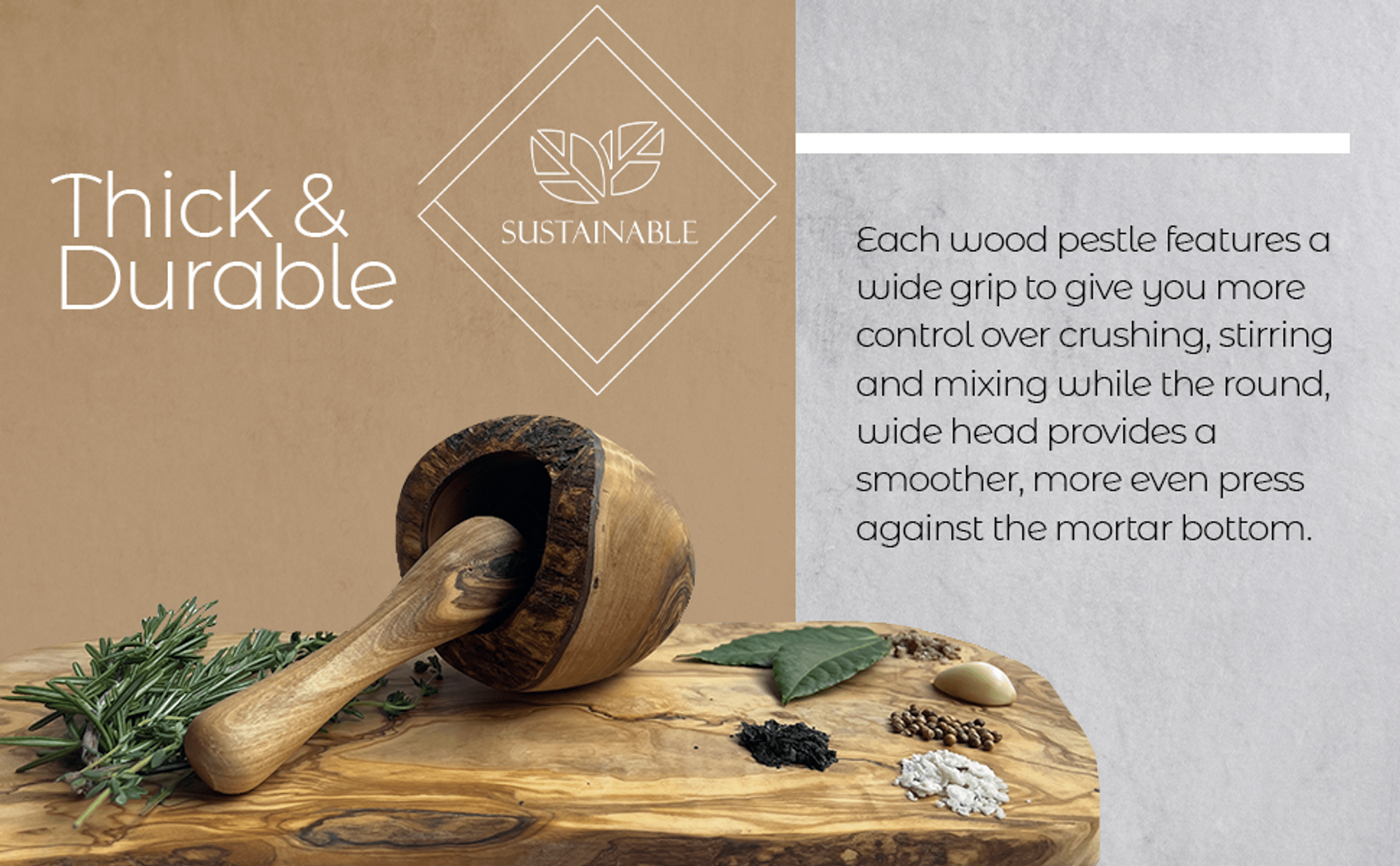 Olive Wood Mortar & Pestle