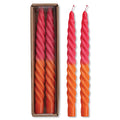 Ombre Fuchsia & Orange Unscented Twisted Taper Candles | Set of 2