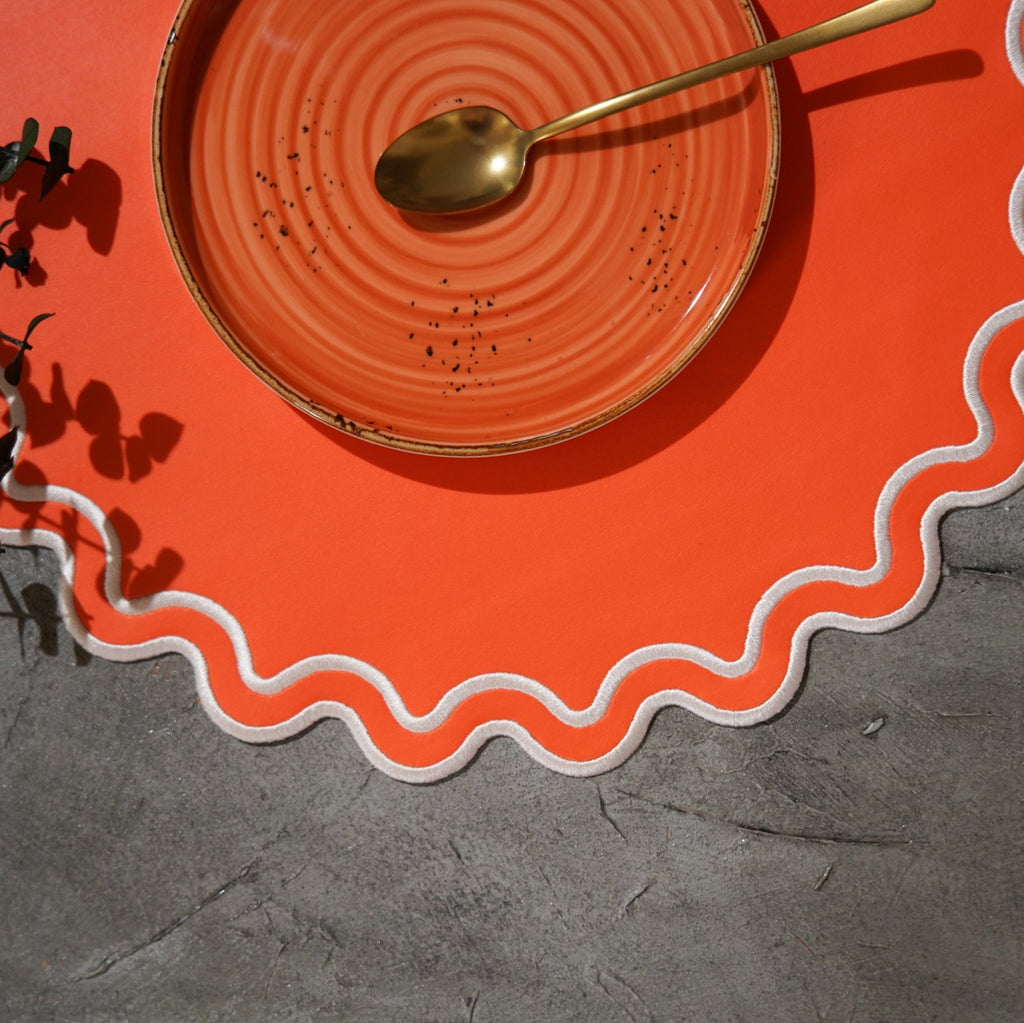 SOLACE ORANGE FAUX LEATHER PLACEMAT (Set Of 4)
