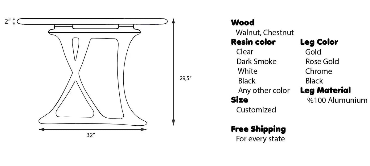 Osso Sculptural Walnut & Epoxy Dining Table