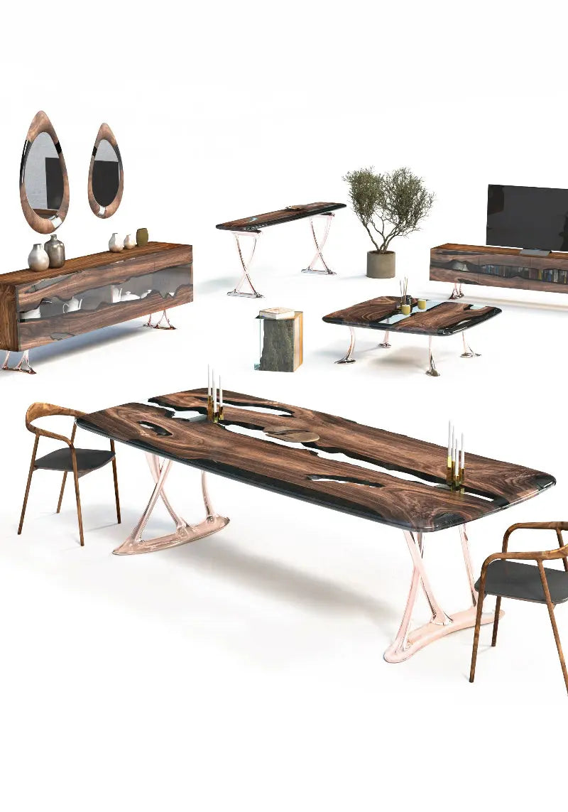 Osso Sculptural Walnut & Epoxy Dining Table