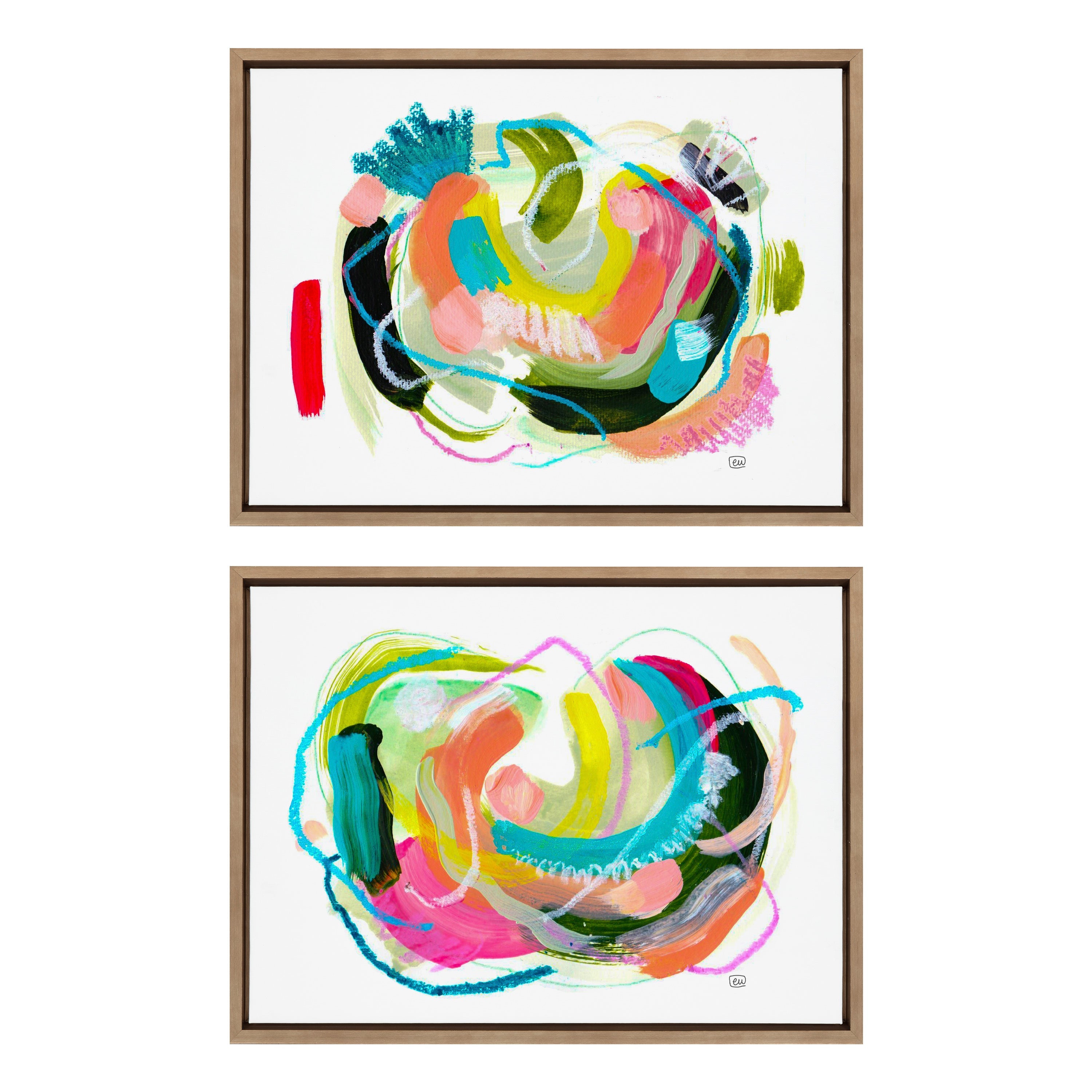 Sylvie Joy No 1 and 2 Framed Canvas Art Set by Erika Wynn