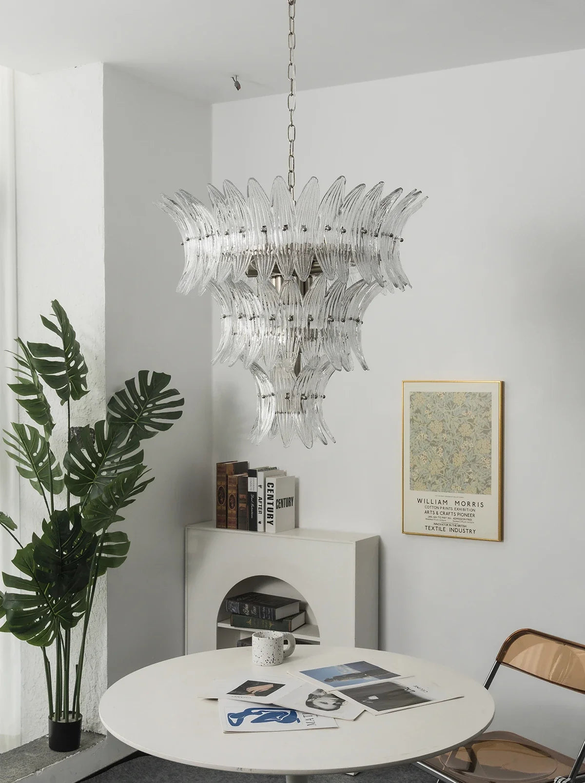 Palm Leaves Transparent Glass Chandelier