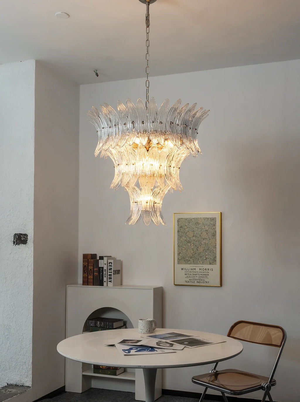 Palm Leaves Transparent Glass Chandelier