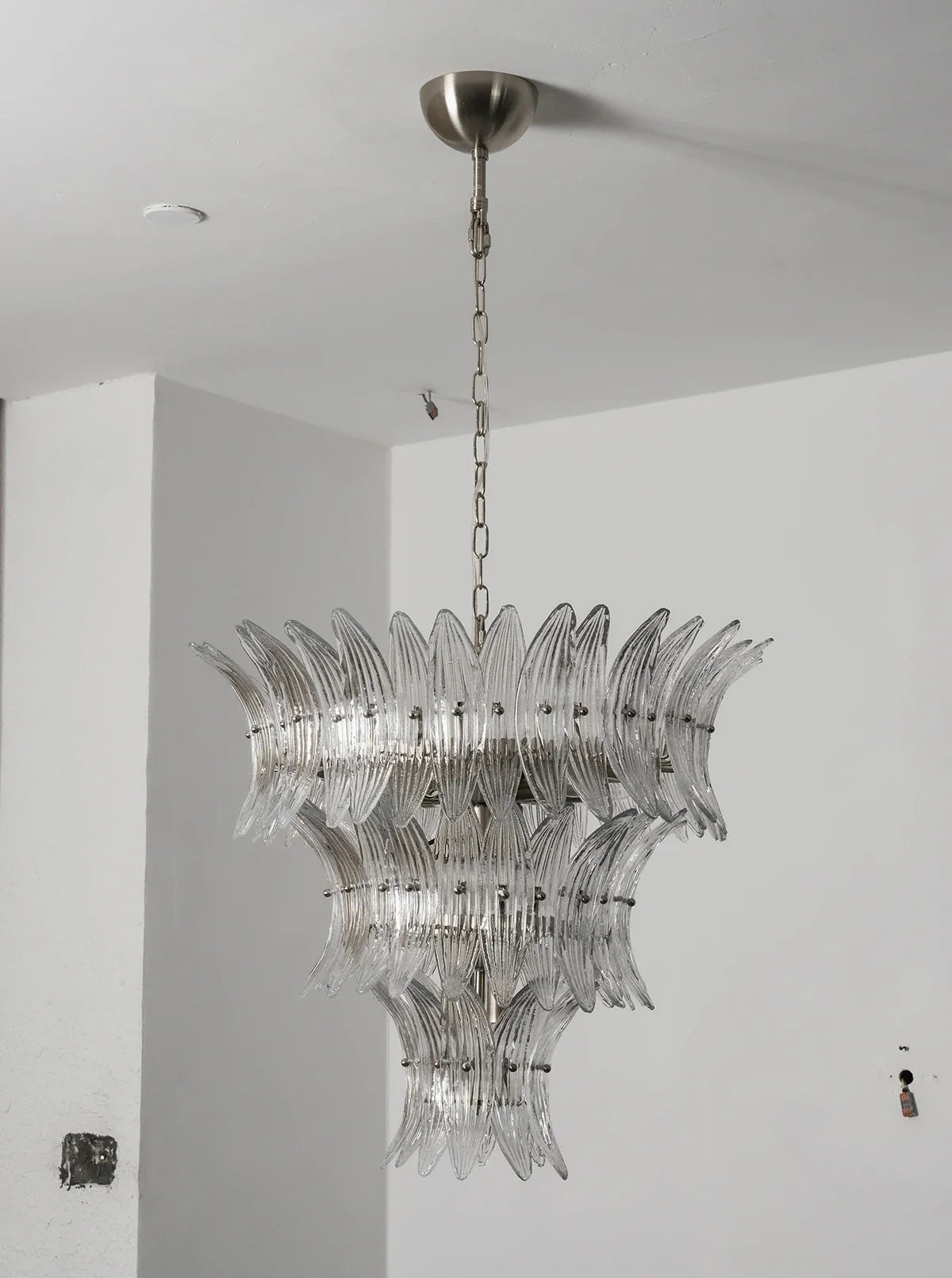 Palm Leaves Transparent Glass Chandelier