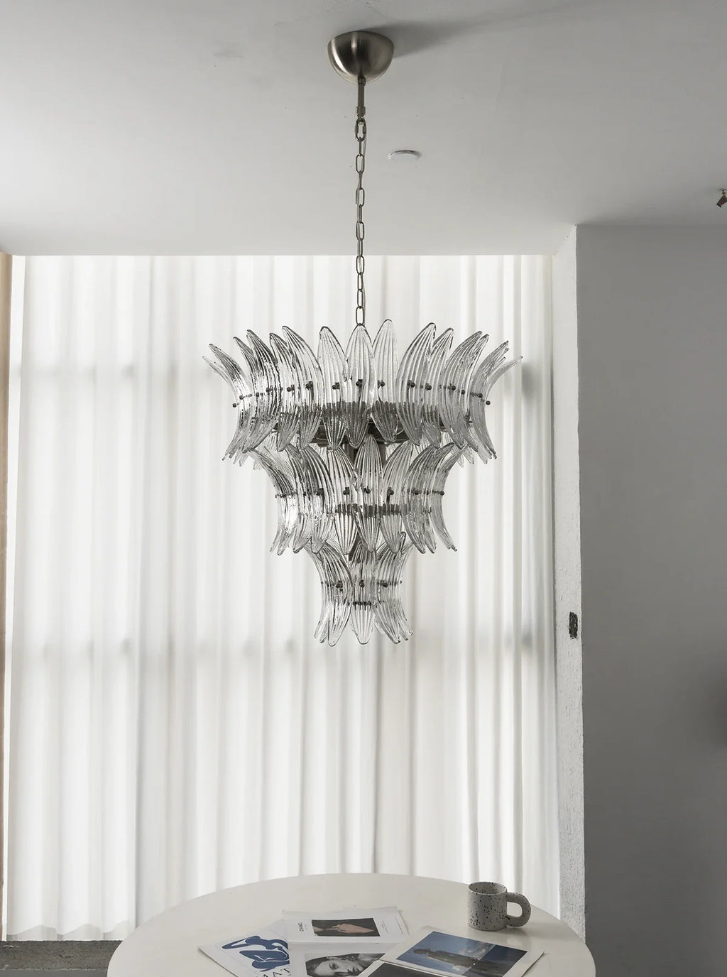 Palm Leaves Transparent Glass Chandelier