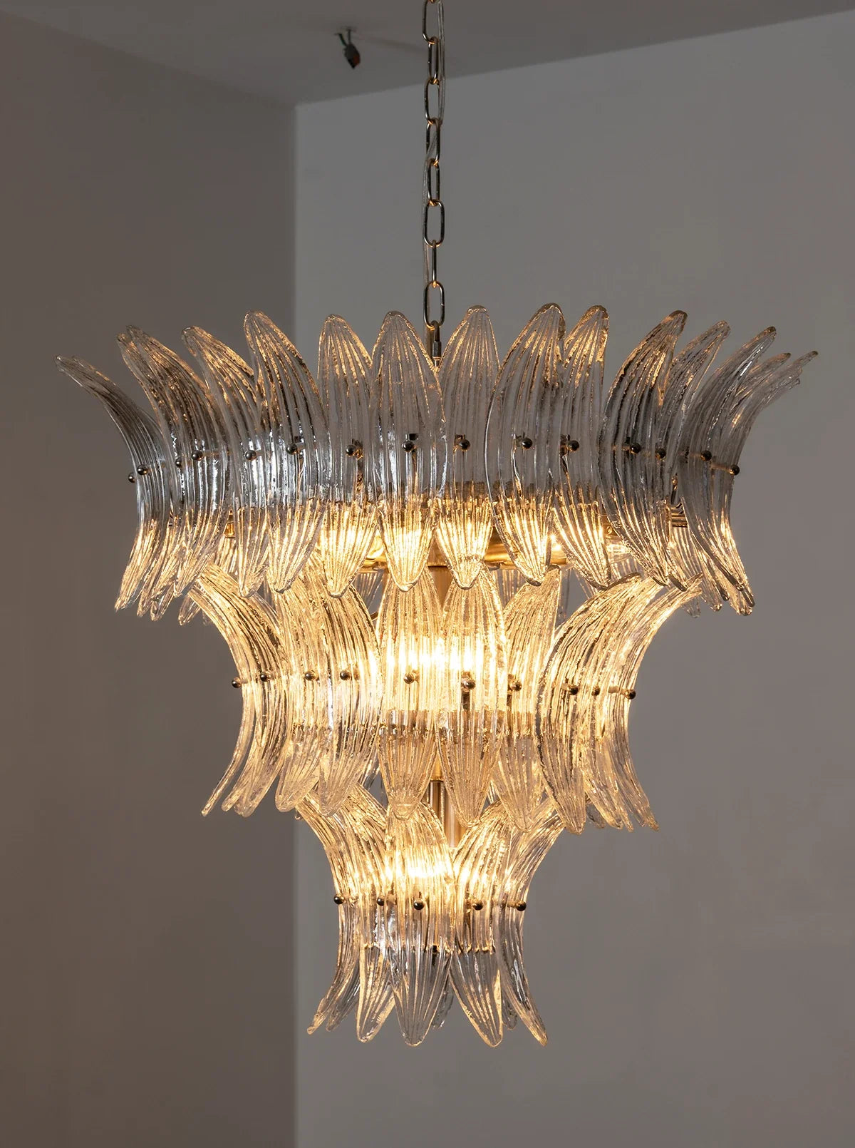 Palm Leaves Transparent Glass Chandelier