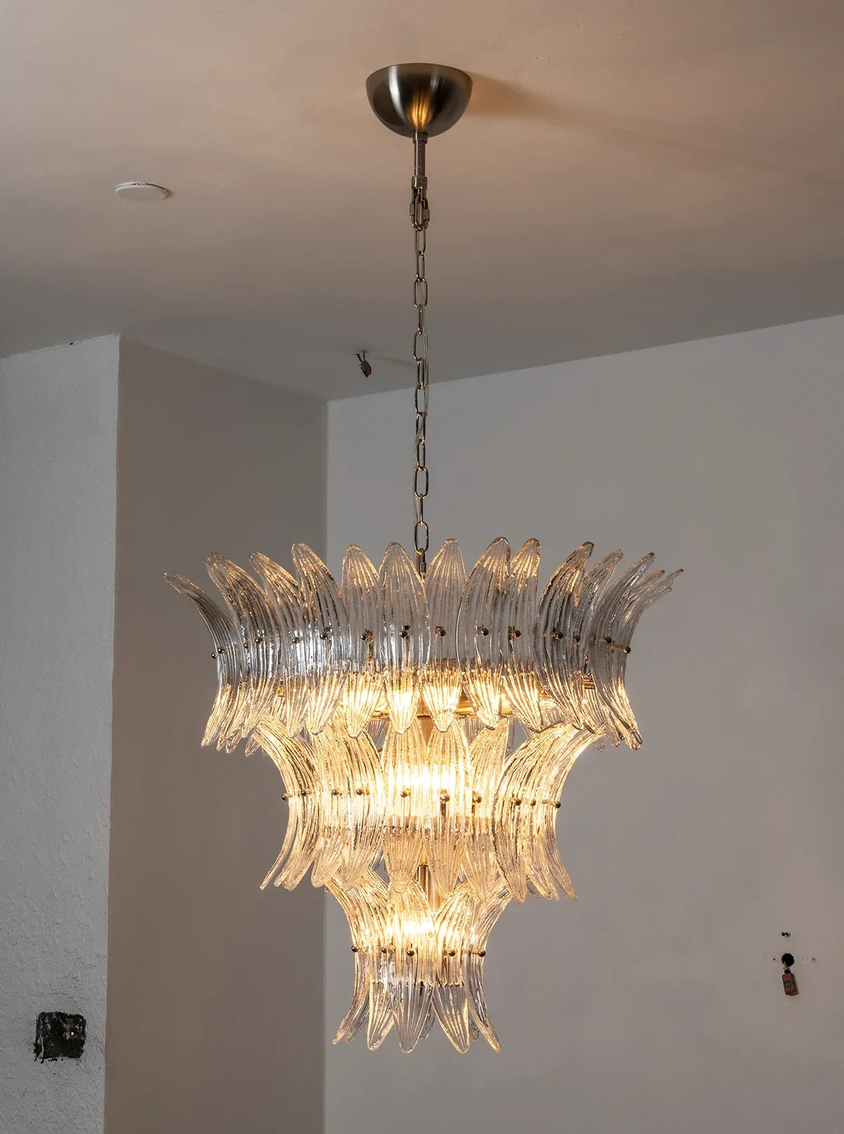 Palm Leaves Transparent Glass Chandelier