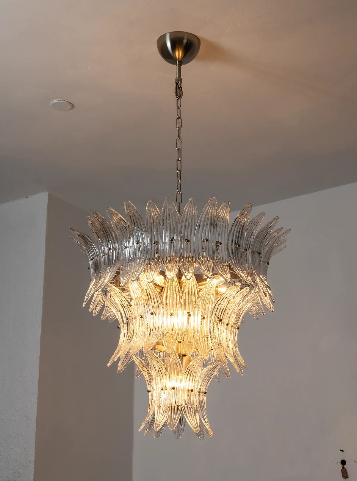 Palm Leaves Transparent Glass Chandelier