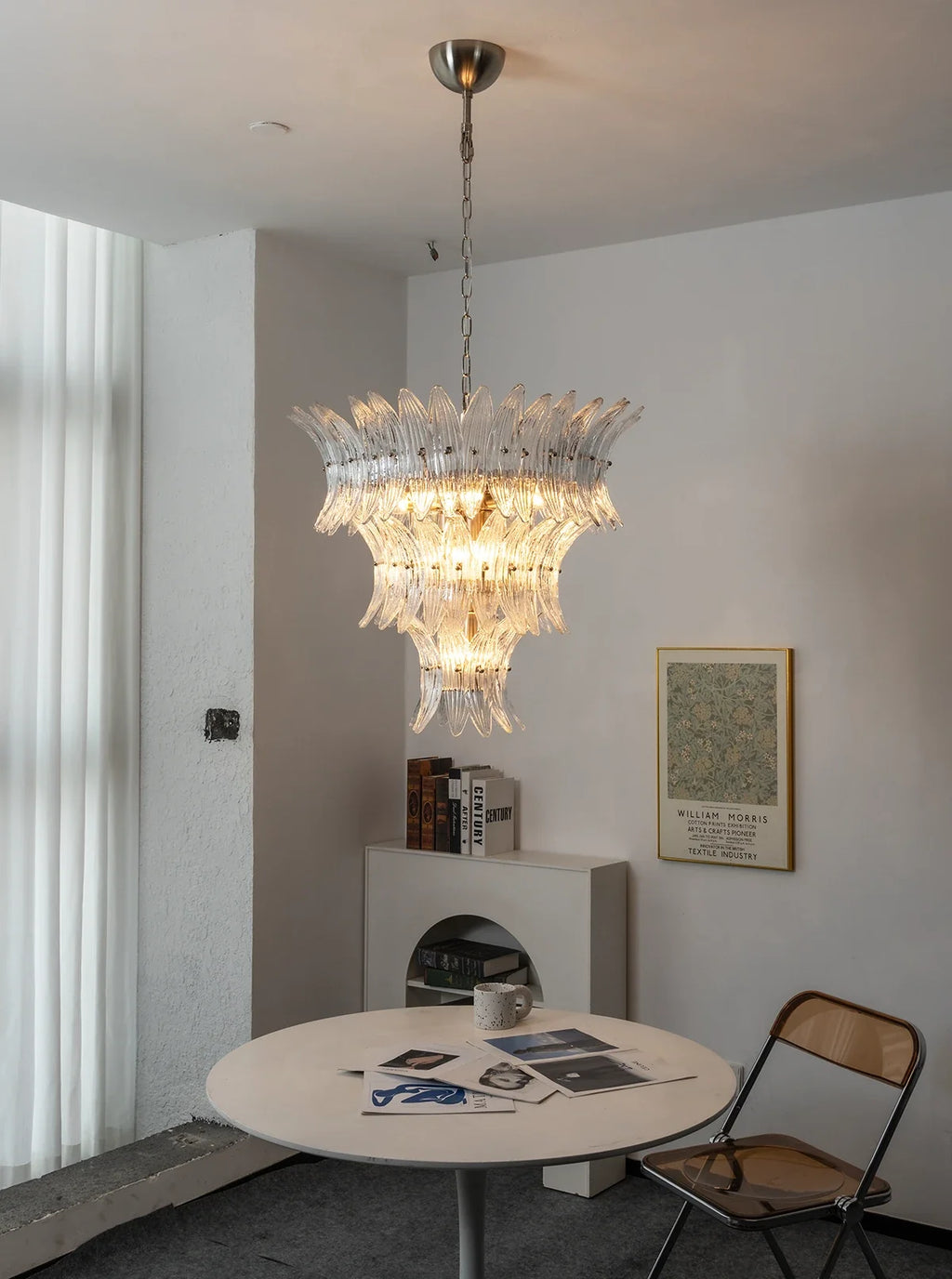 Palm Leaves Transparent Glass Chandelier