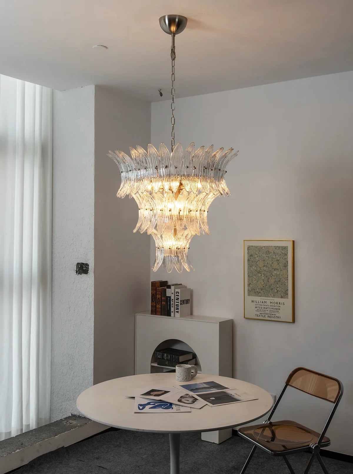 Palm Leaves Transparent Glass Chandelier