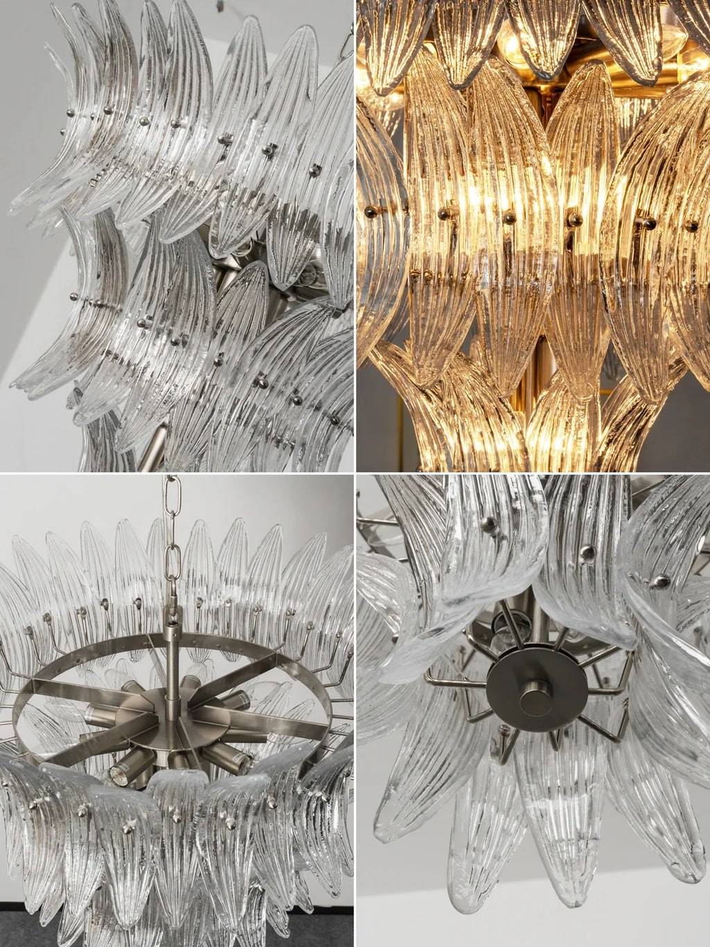 Palm Leaves Transparent Glass Chandelier