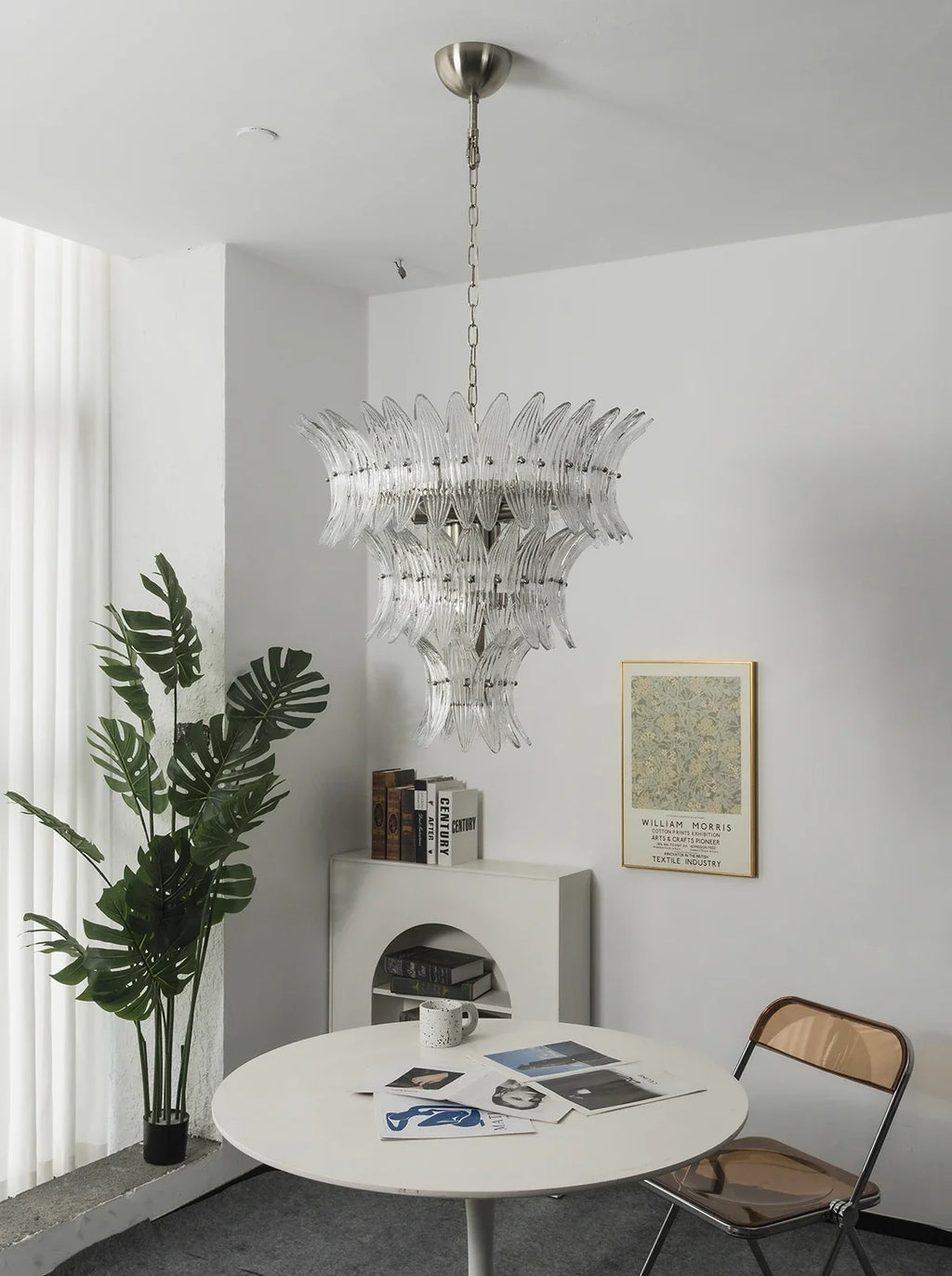 Palm Leaves Transparent Glass Chandelier
