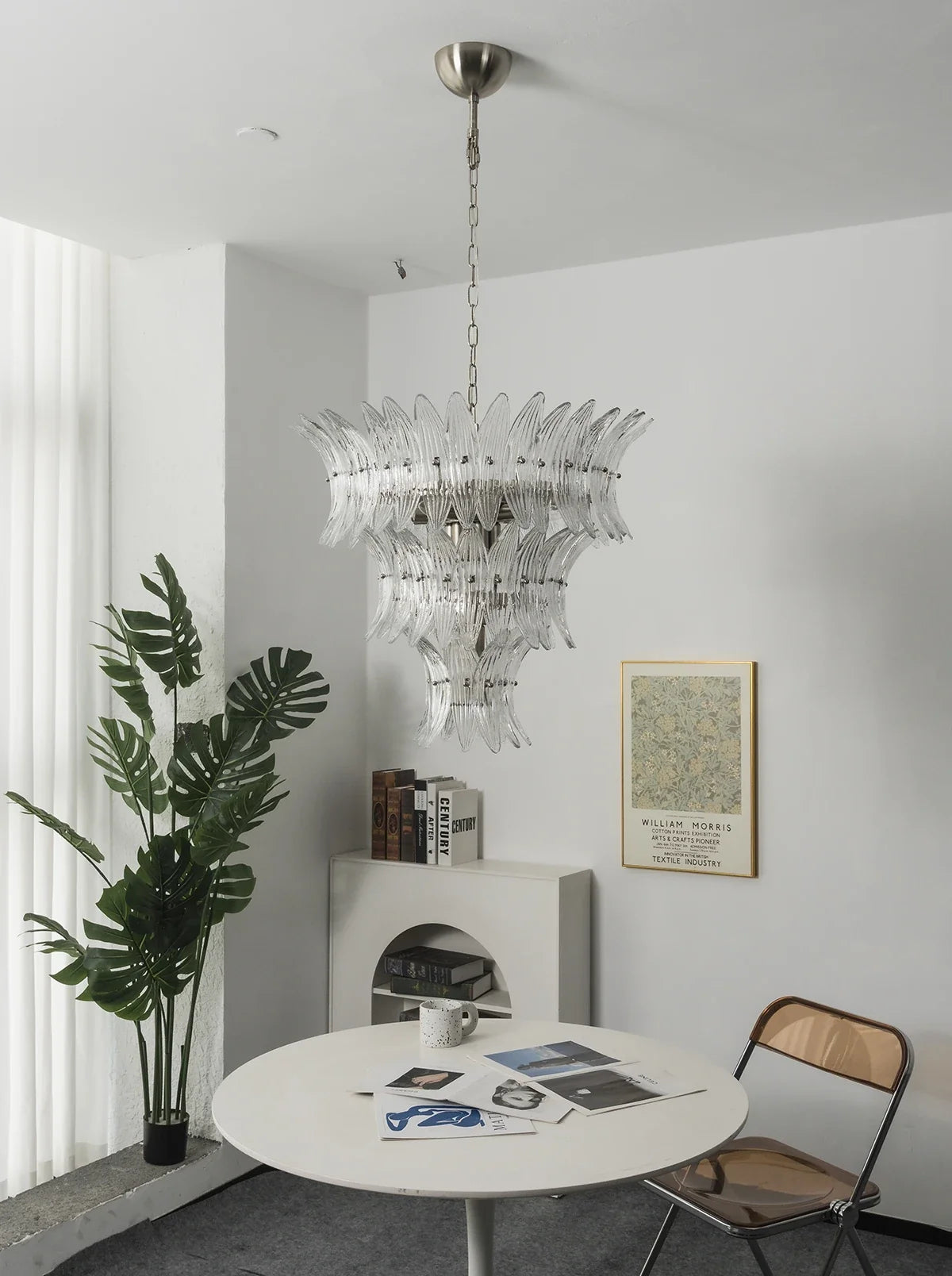 Palm Leaves Transparent Glass Chandelier