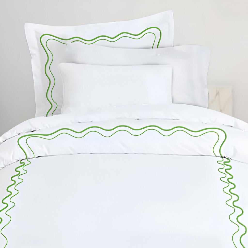 Double Wavy Embroidered Cotton Duvet Cover Set