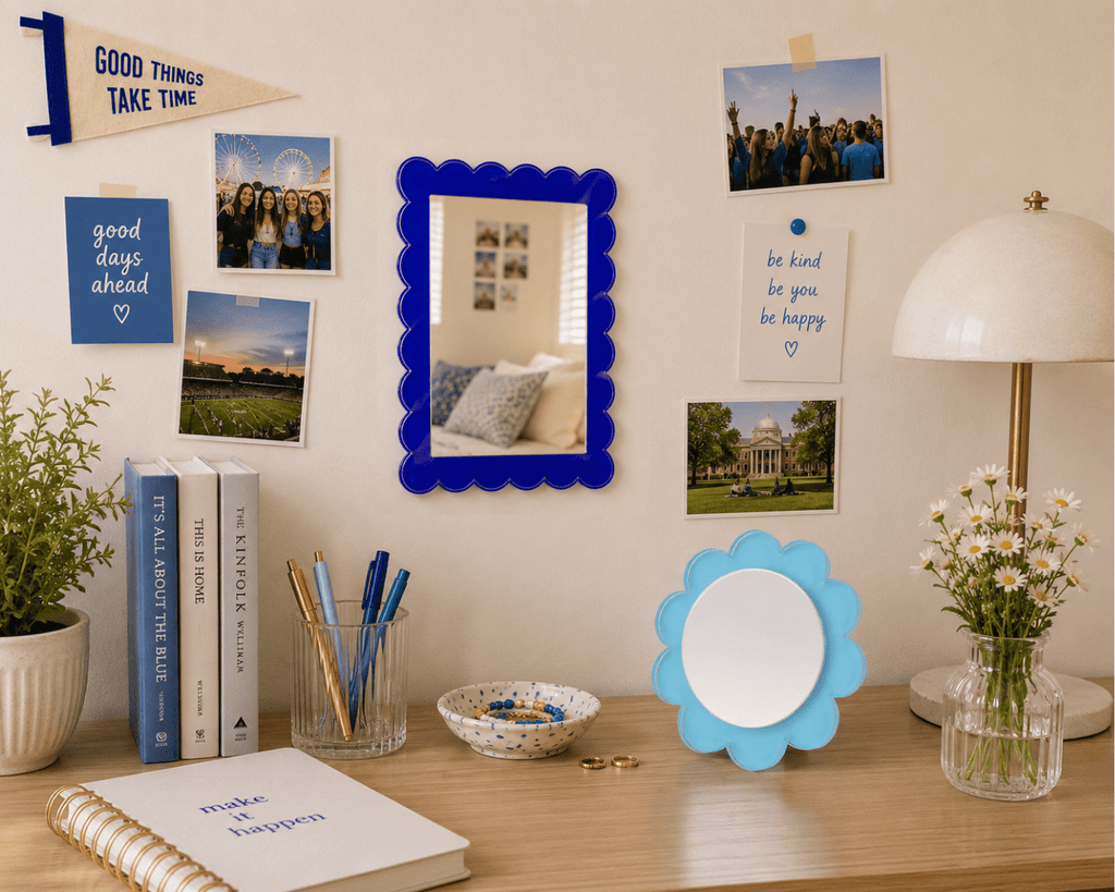Pastel Blue Acrylic Daisy Mirror