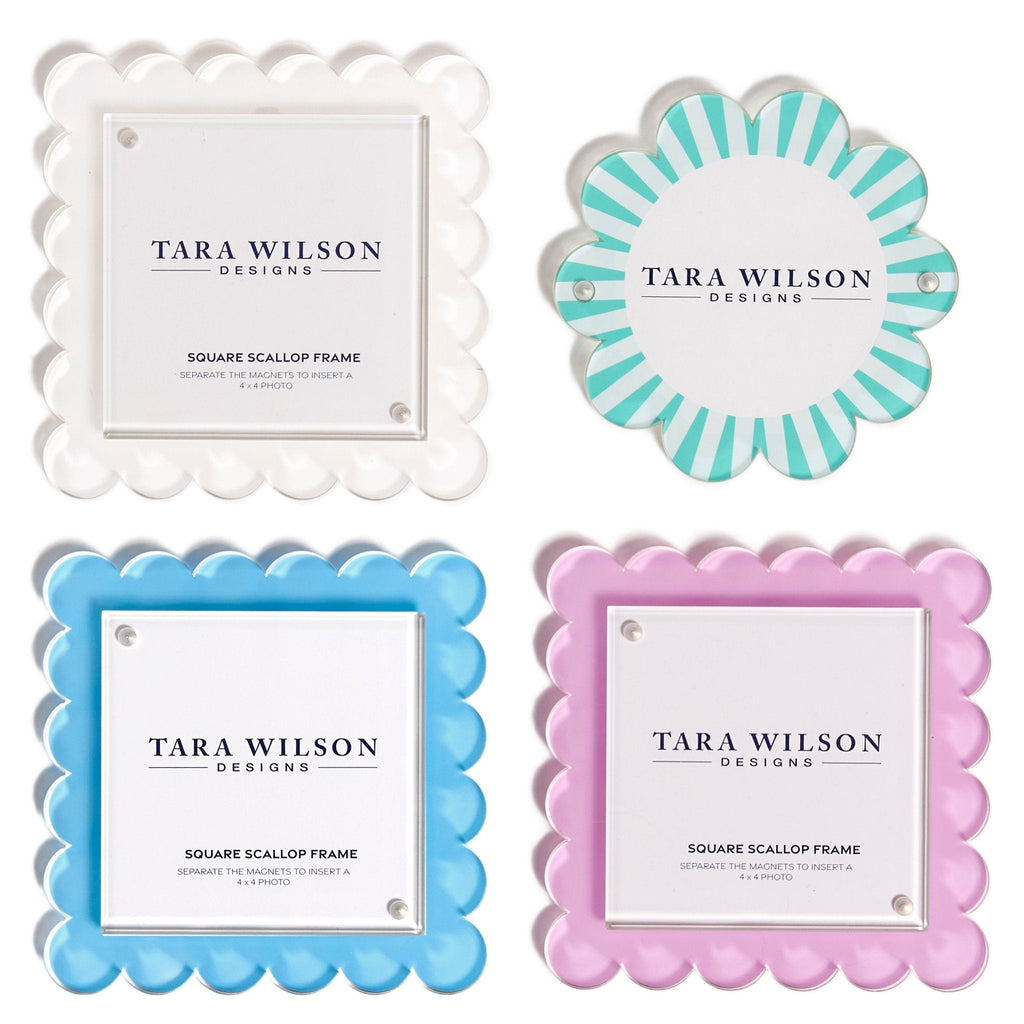 Pastel Turquoise & White Acrylic Daisy Frame