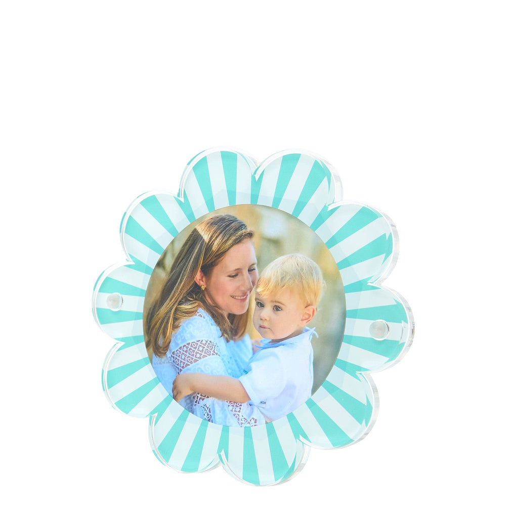 Pastel Turquoise & White Acrylic Daisy Frame