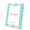 Pastel Turquoise & White Stripe Acrylic Scallop Frame