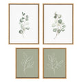 Sylvie Eucalyptus 4a, Eucalyptus 4b and Modern Sage Green Botanical Line Sketch Print 1 and 3 Framed Canvas Art Set by Various Artists