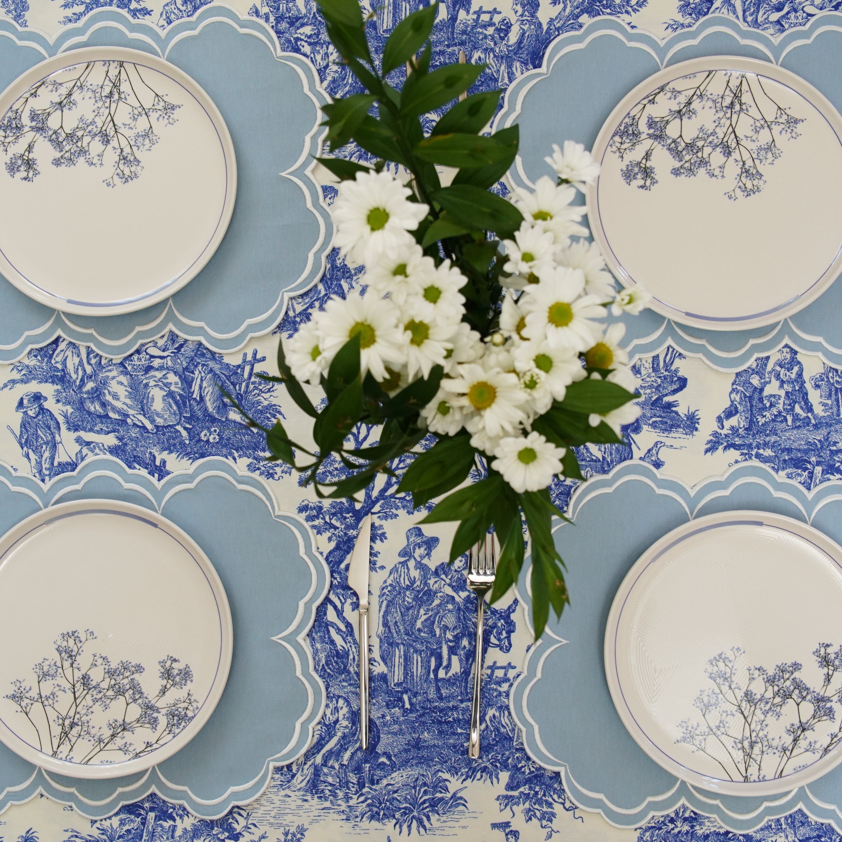 AQUELLE BABY BLUE RECTANGLE FABRIC PLACEMAT (Set Of 4)