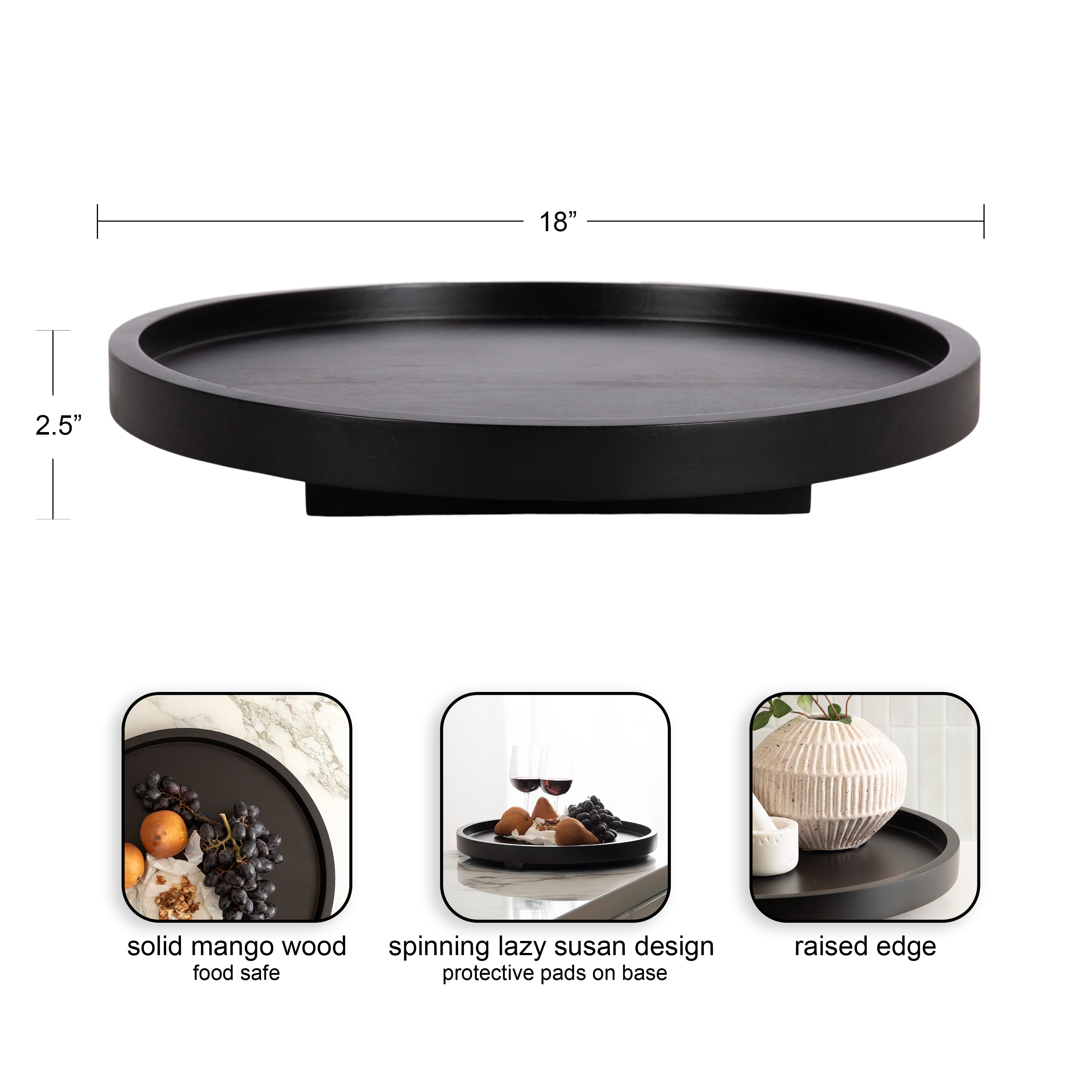 Halsey Round Lazy Susan Tray