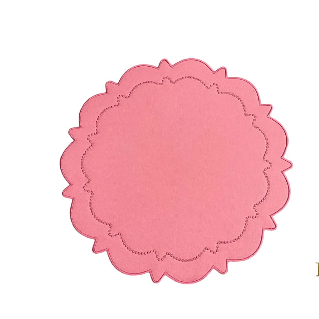 SOLSTICE PINK SCALLOPED FAUX LEATHER PLACEMAT (Set Of 4)