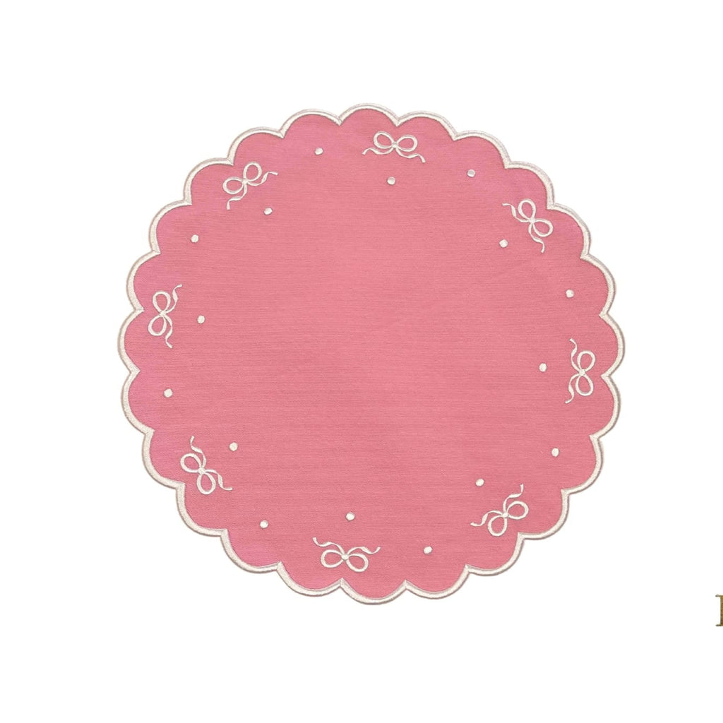 RIBBIA PINK ROUND FABRIC PLACEMAT (Set Of 4)
