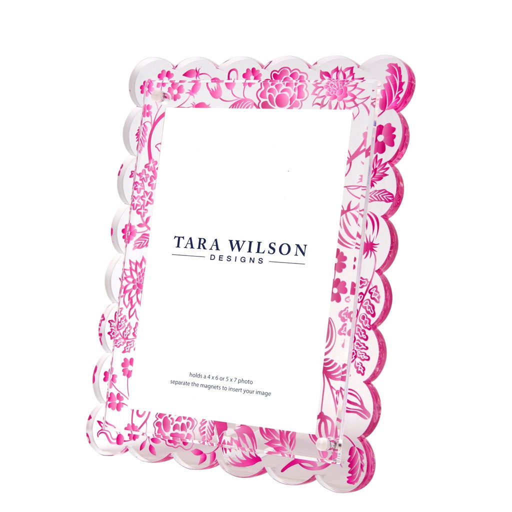 Pink Toile Acrylic Scallop Frame