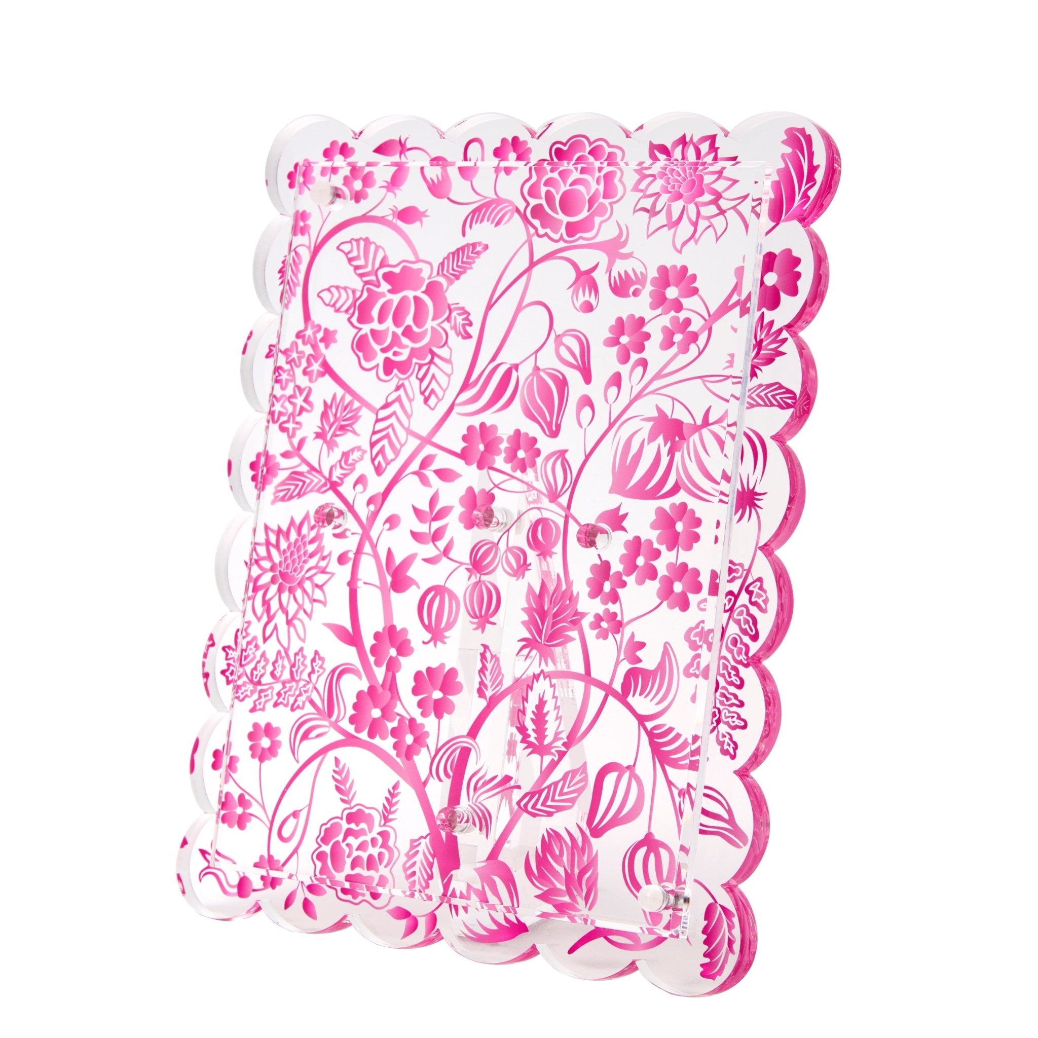 Pink Toile Acrylic Scallop Frame