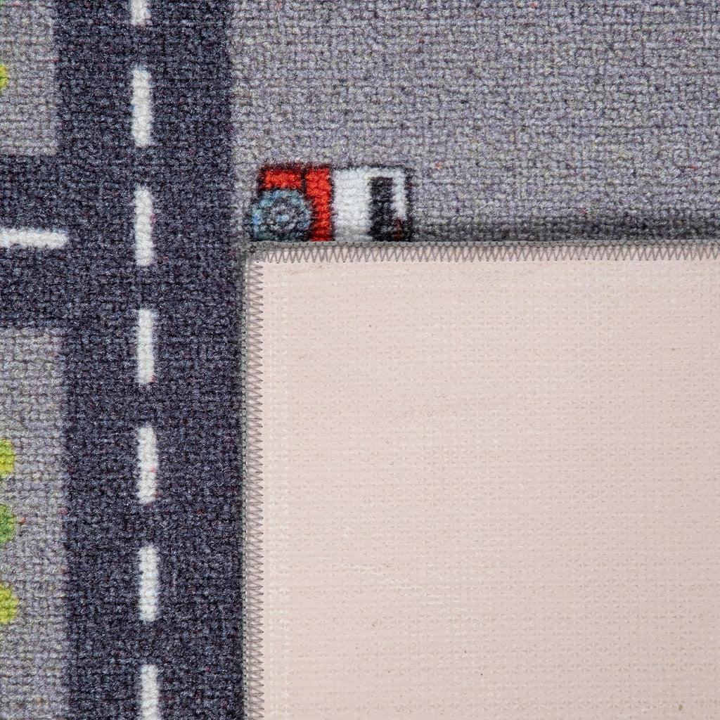 Play Rug for Nursery Cars Roads City Motife for Child's Room in Grey