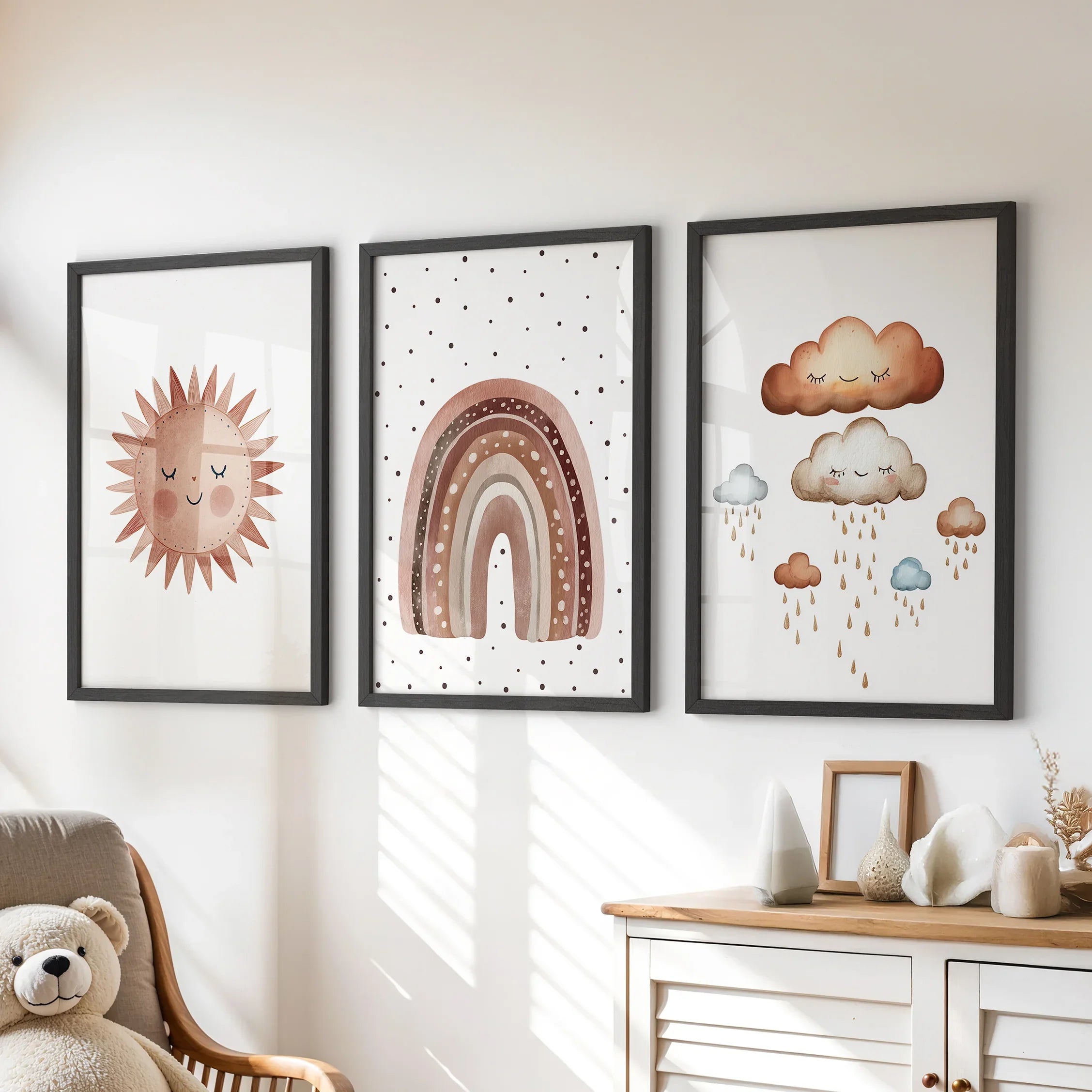 Earthy Rainbow Nursery Wall Art Set