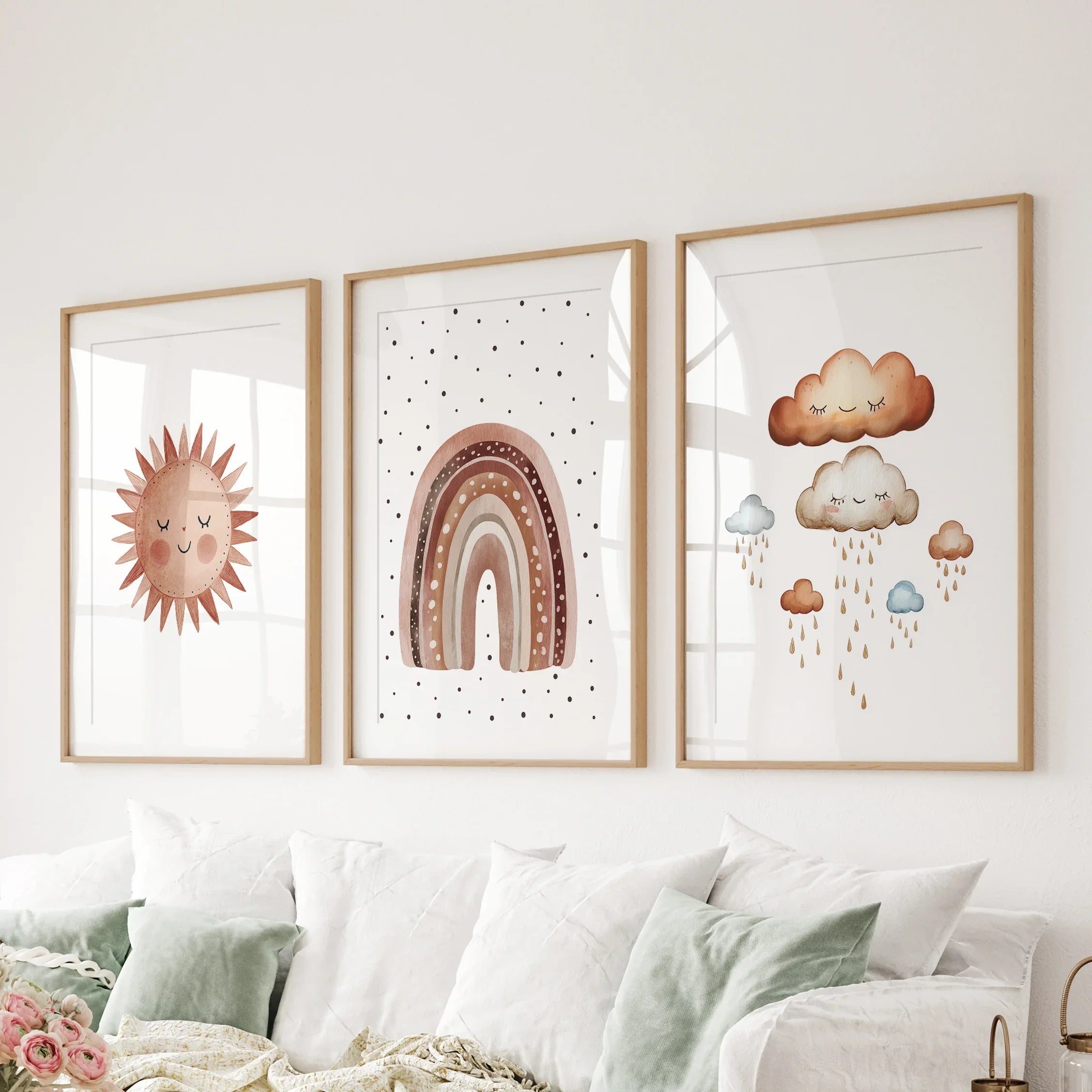 Earthy Rainbow Nursery Wall Art Set