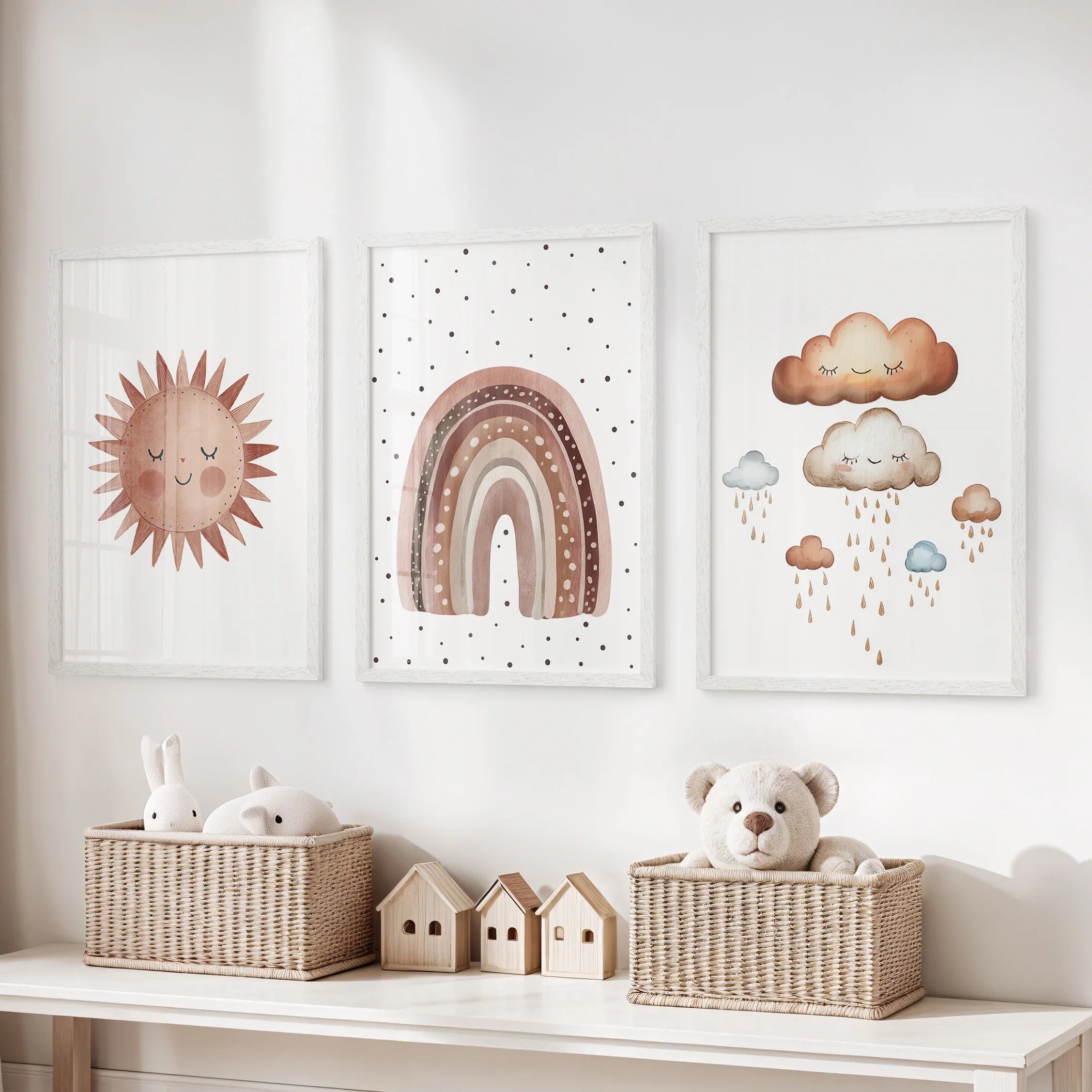 Earthy Rainbow Nursery Wall Art Set