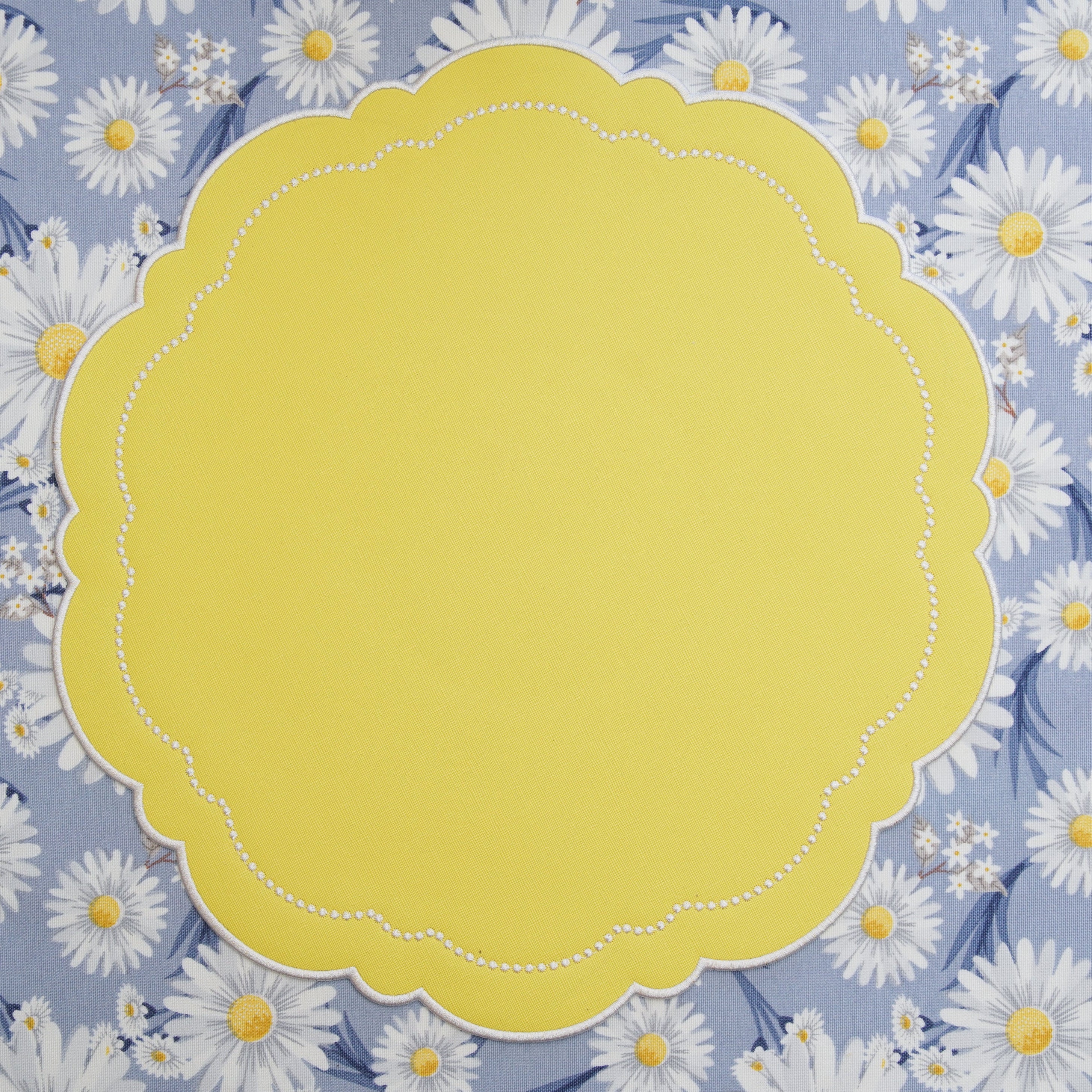 HALO YELLOW ROUND FAUX LEATHER PLACEMAT (Set Of 4)