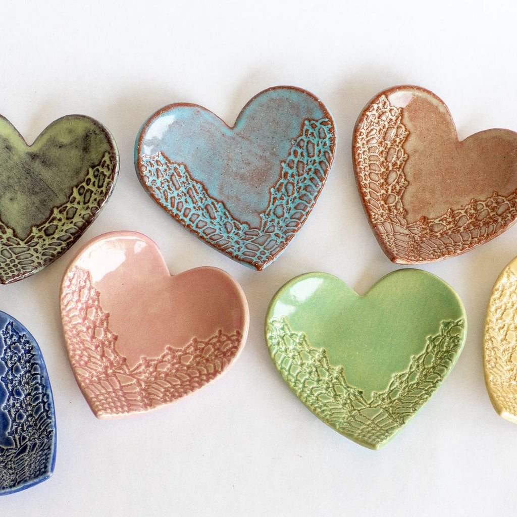 Lace-Impressed Heart Ring Dish