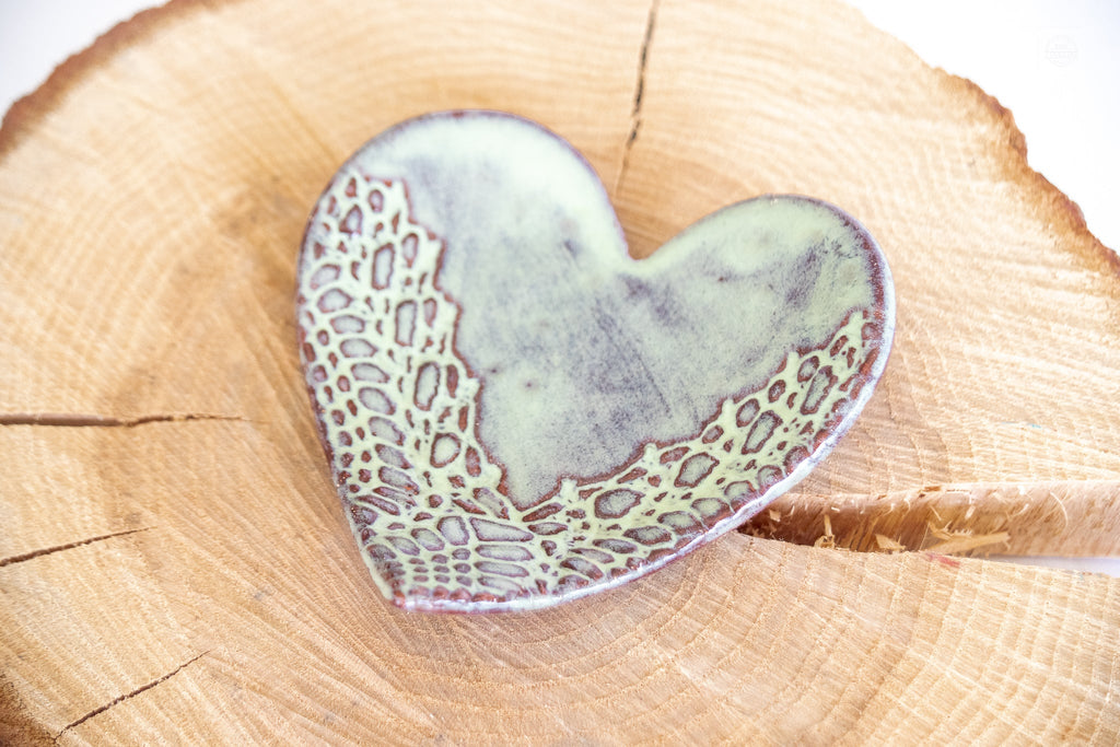 Lace-Impressed Heart Ring Dish