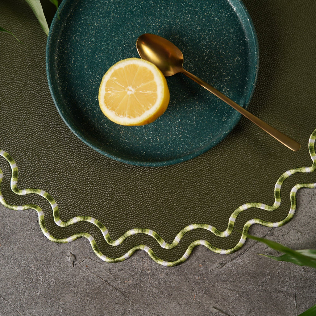 ELYSIAN DARK GREEN FAUX LEATHER PLACEMAT (Set Of 4)