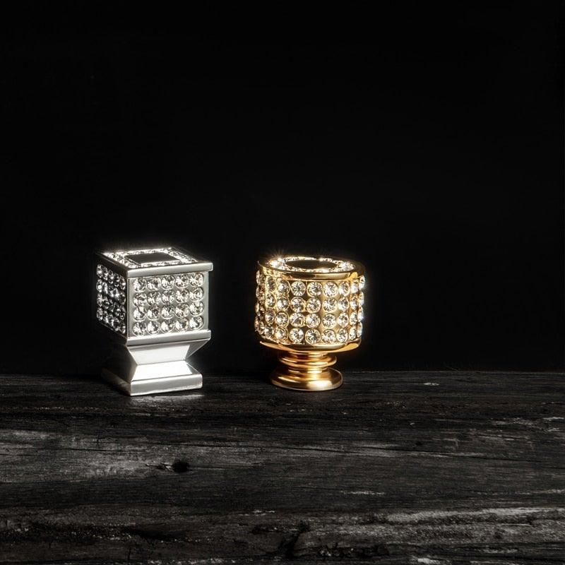 Crystal Glass Cabinet Knobs — Gold & Silver