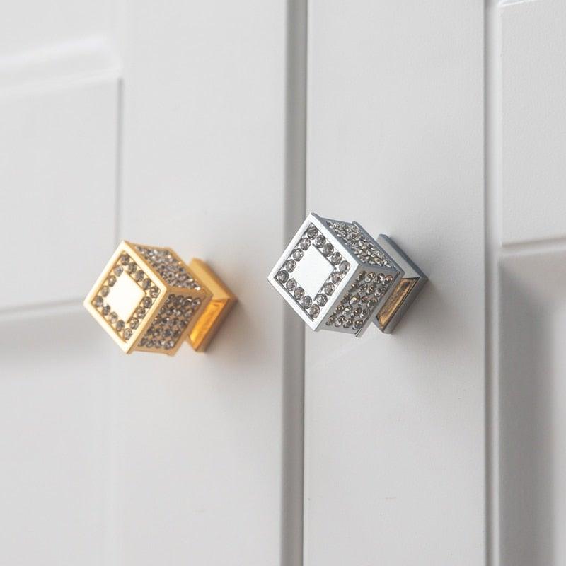 Crystal Glass Cabinet Knobs — Gold & Silver