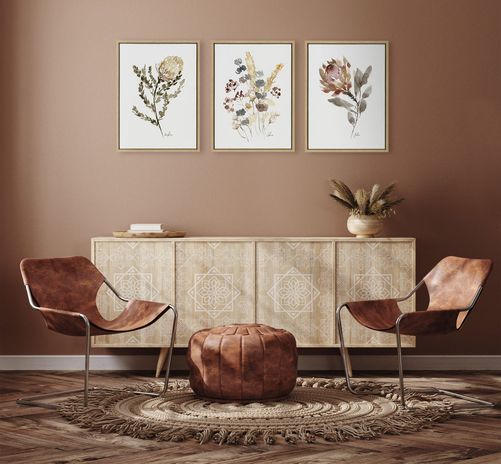 Sylvie Wild Banksia Wild Salvia and Wild King Protea Framed Canvas by Sara Berrenson