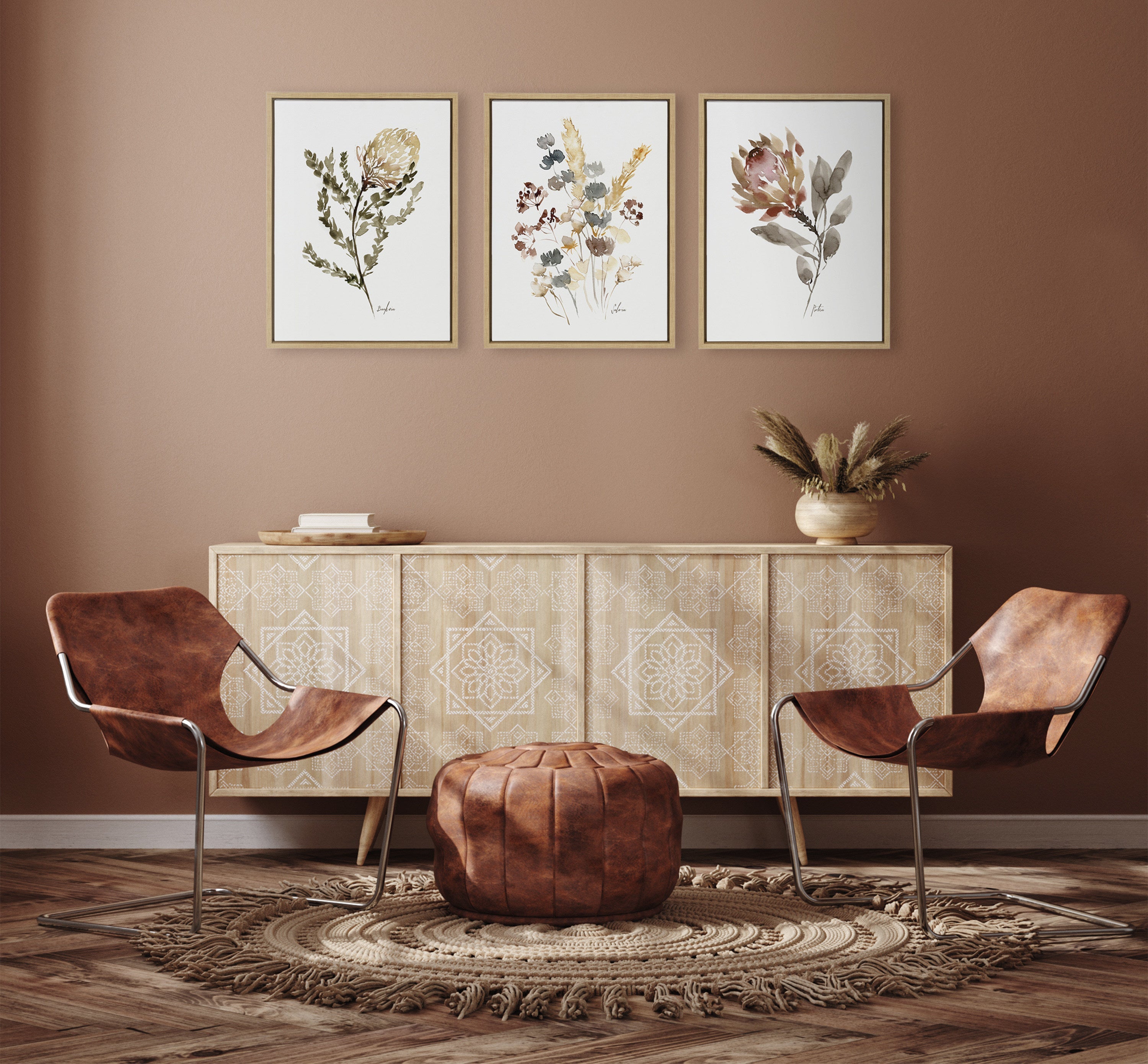 Sylvie Wild Banksia Wild Salvia and Wild King Protea Framed Canvas by Sara Berrenson