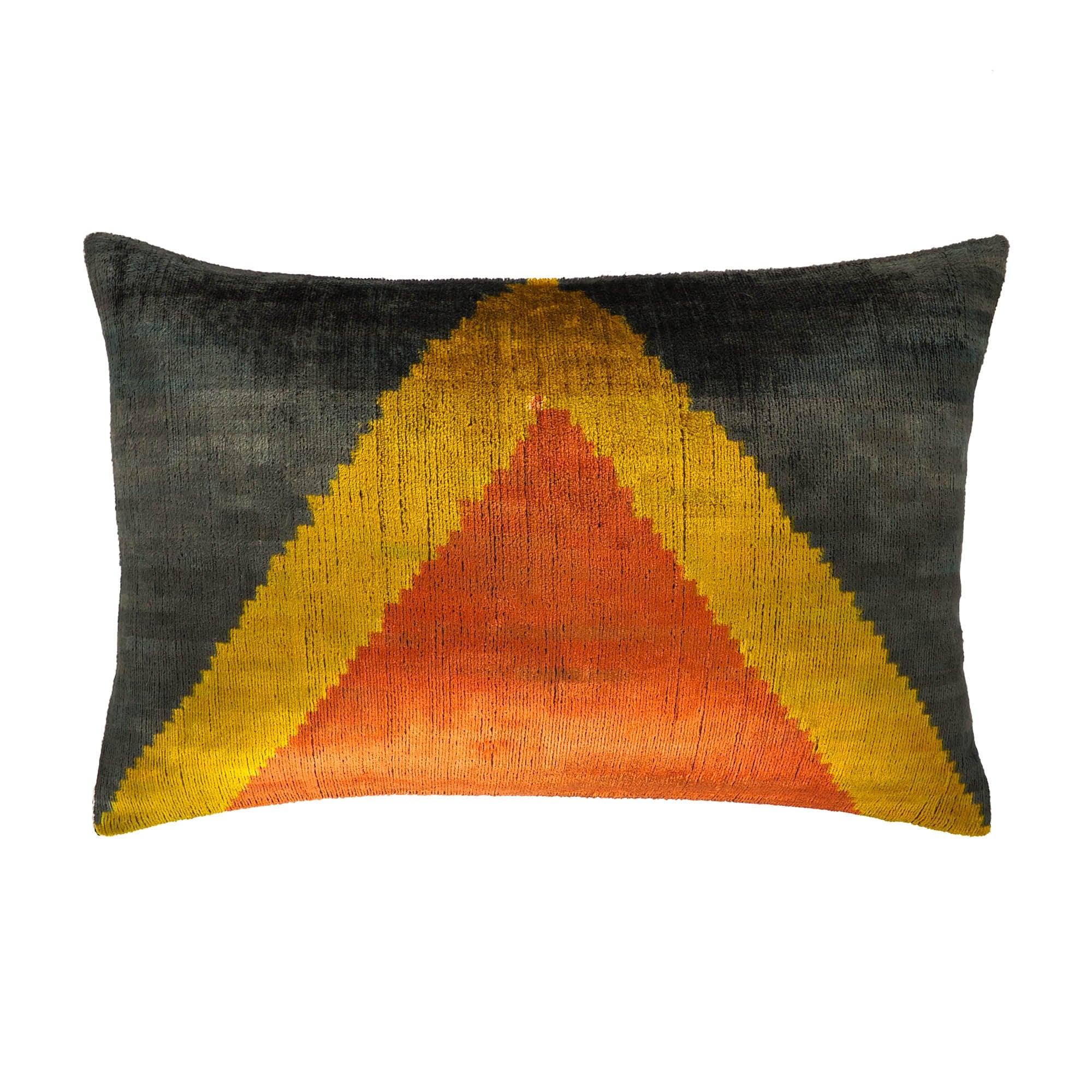Pyramid Silk Velvet Ikat Throw Pillow Cover, 16 x 24