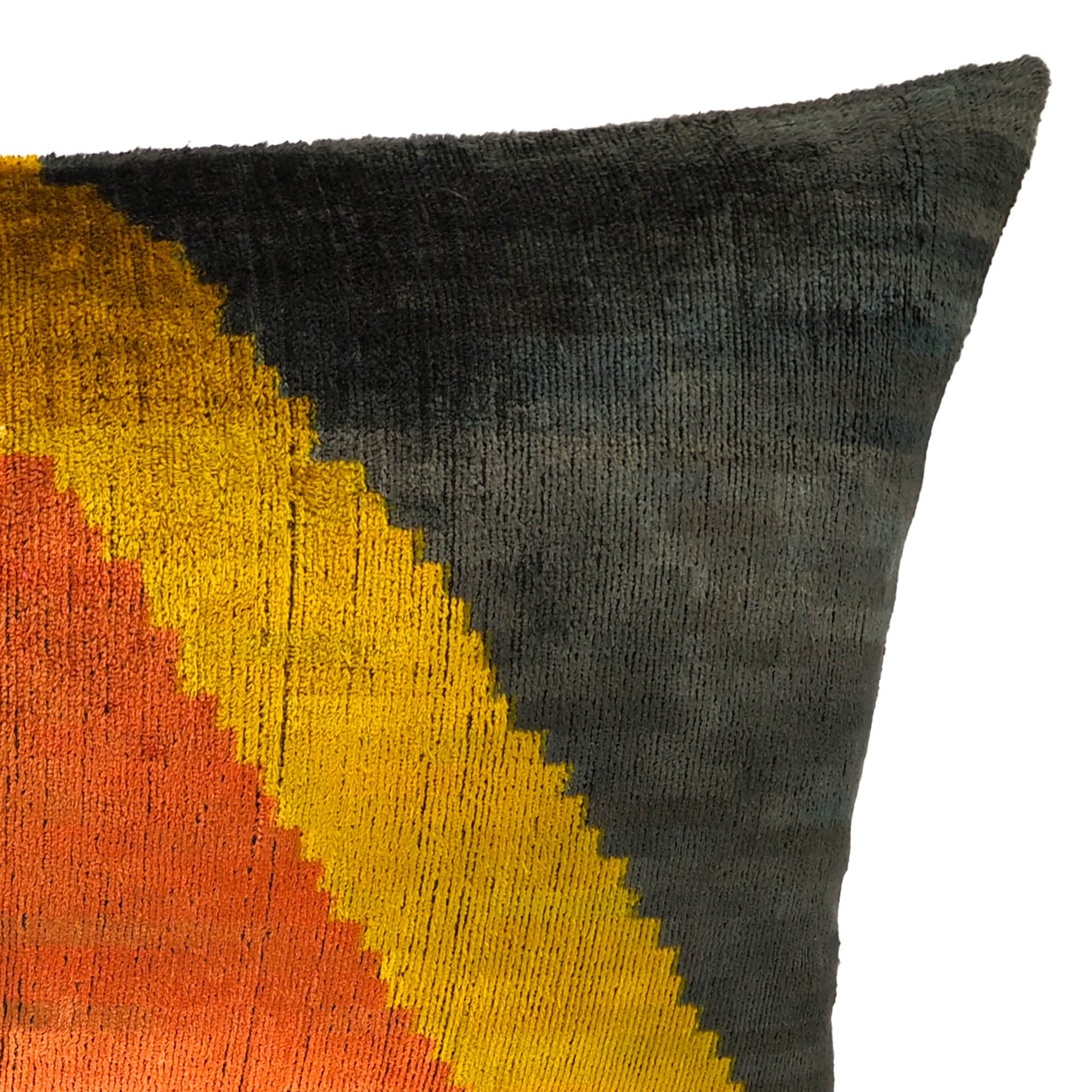 Pyramid Silk Velvet Ikat Throw Pillow Cover, 16 x 24