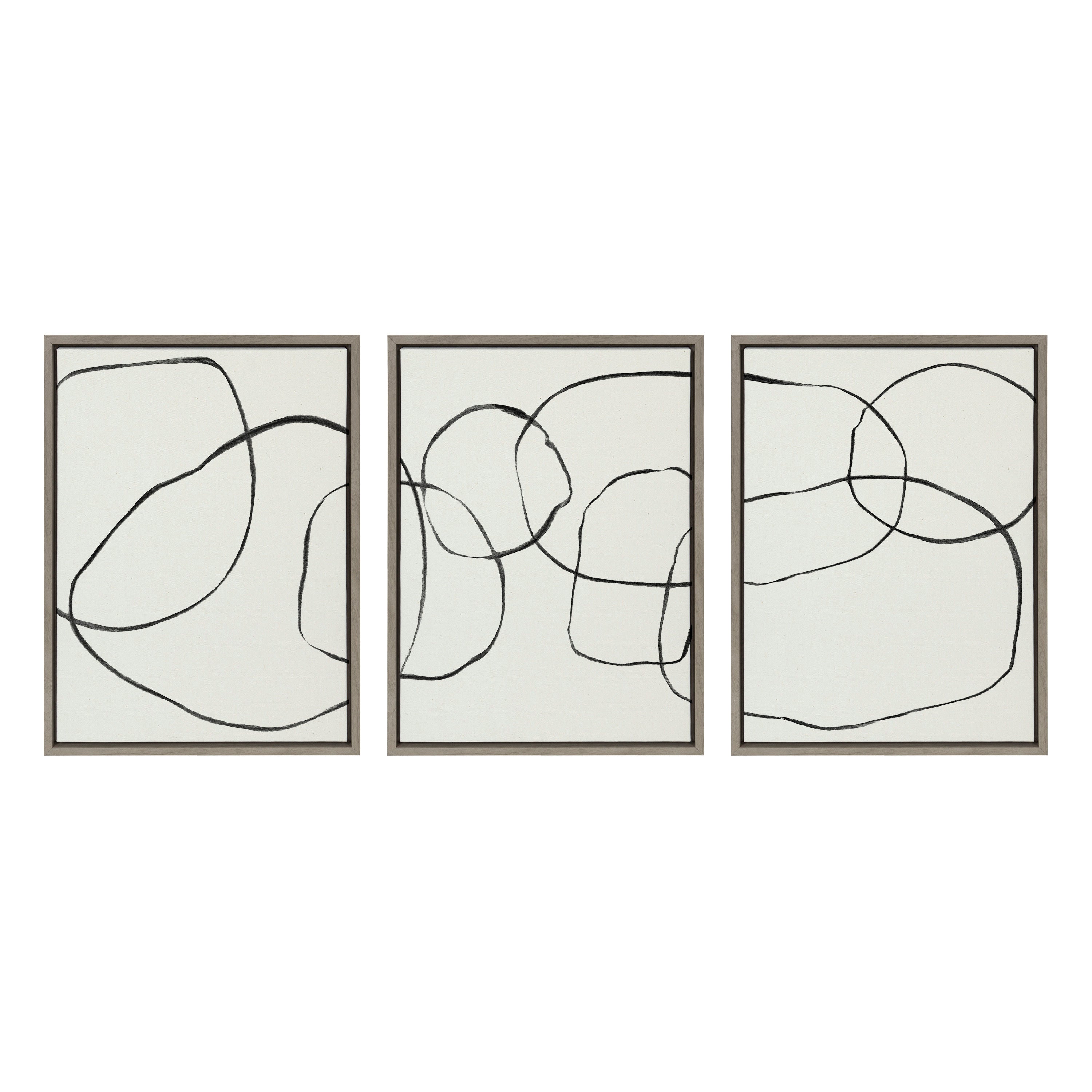 Sylvie Dancing Circles BW Framed Canvas by Teju Reval of SnazzyHues