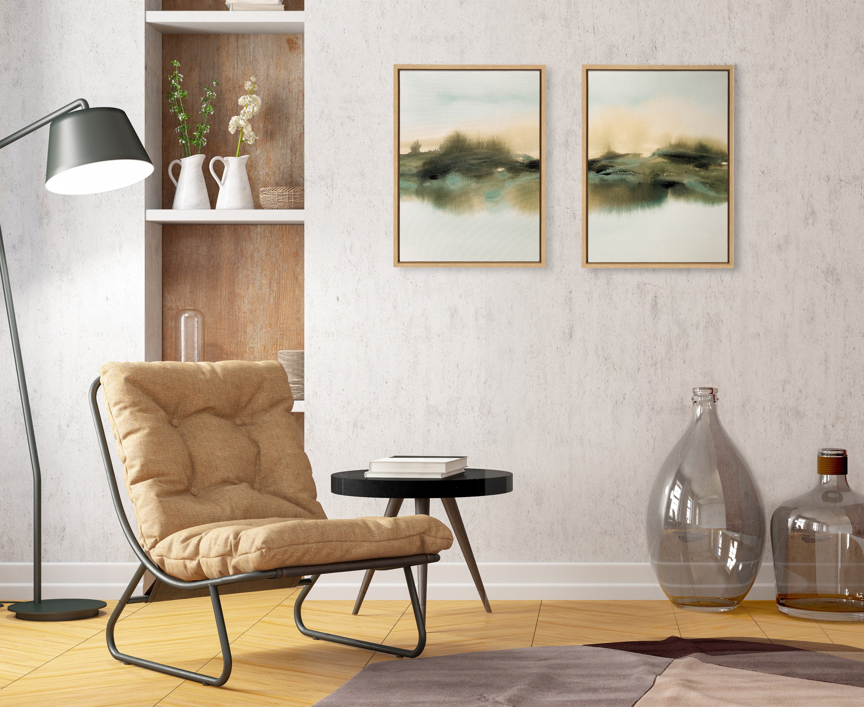 Sylvie Tranquil Meadows I and II Framed Canvas Art Set by Amy Lighthall