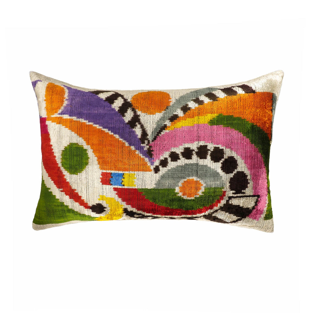 Ra Silk Velvet Ikat Throw Pillow Cover, 16 x 24